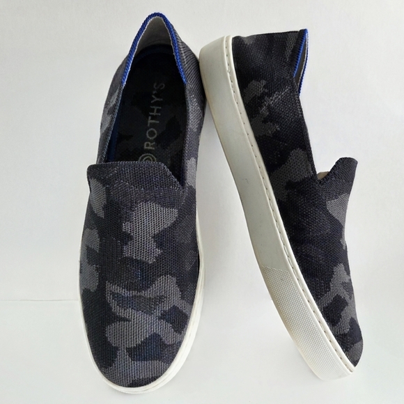 Rothy's Shoes - Rothy's Camo Pattern Slip-On Sneakers, Gray & Black  Size 9